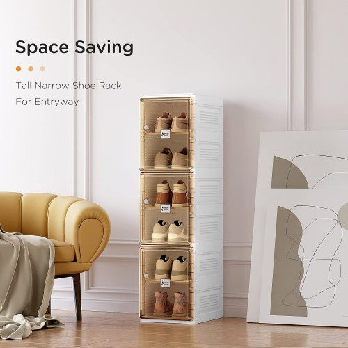 ANTBOX Portable Shoe Box, 6 Tier 6 Pairs, Portable Shoe Organizers Storage Boxes with Magnetic Door, Easy Assembly (Clear) ANTBOX Portable Shoe Box, 6 Tier 6 Pairs, Portable Shoe Organizers Storage Boxes with Magnetic Door, Easy Assembly (Clear)
